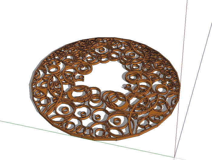圆形独特详细的树池盖板设计su模型(2)