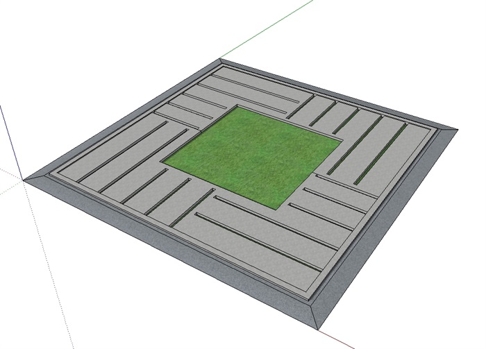 现代详细的树池盖板设计su模型(1)