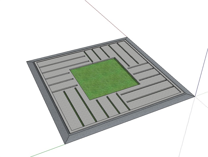现代详细的树池盖板设计su模型(3)