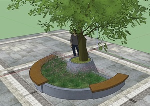 现代独特造型树池SU(草图大师)模型