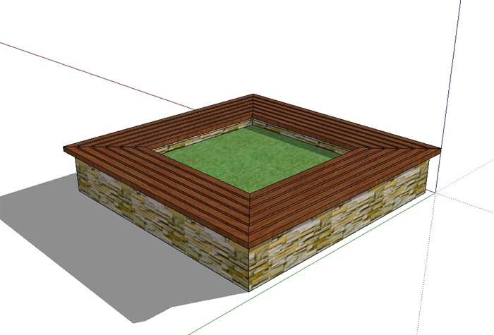 某现代详细的方形树池设计su模型(1)