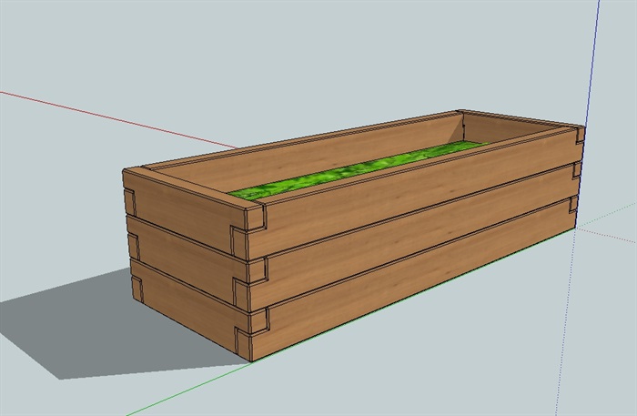 现代详细长方体花箱设计su模型(1)