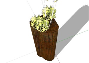 木质种植器皿花钵设计SU(草图大师)模型