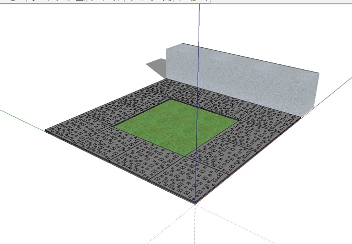 方形种植树池及坐凳设计su模型(2)