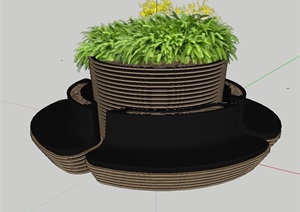 树池及树池坐凳设计SU(草图大师)模型