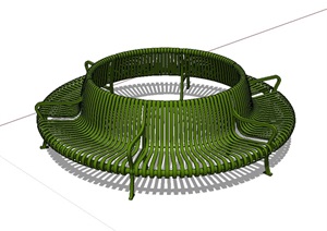 现代圆形详细树池坐凳设计SU(草图大师)模型