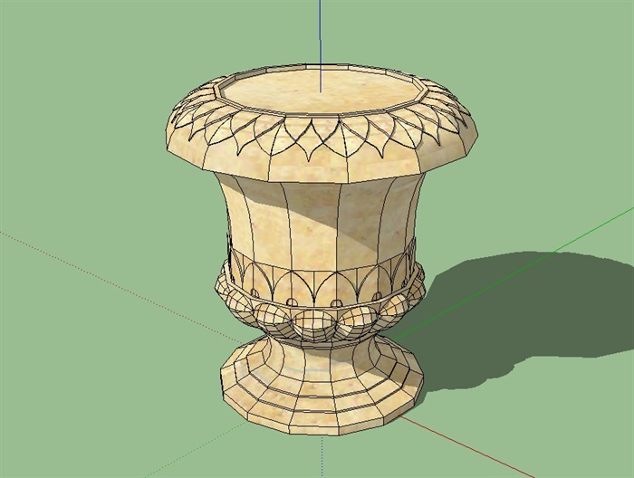 欧式经典的花钵柱设计su模型(1)