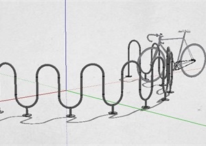 弧形波浪自行车架SU(草图大师)模型
