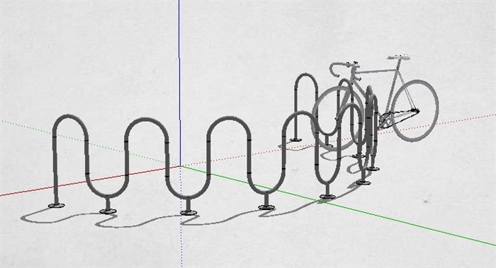 弧形波浪自行车架su模型(1)