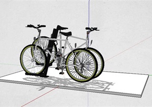简约自行车架及自行车SU(草图大师)模型