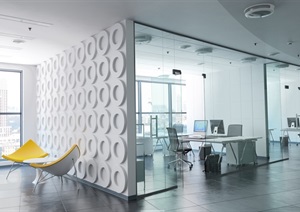 现代室内办公空间装饰3d模型