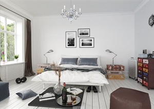 现代住宅室内卧室3d模型