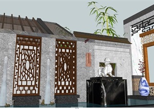 中式小场景庭院及别墅设计SU(草图大师)模型