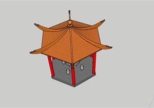 古典中式详细亭子SU(草图大师)模型