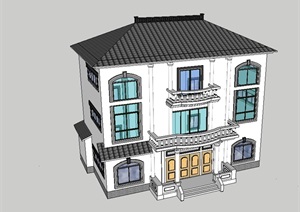 中式小房子别墅设计SU(草图大师)模型