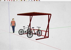 自行车停放棚设计SU(草图大师)模型