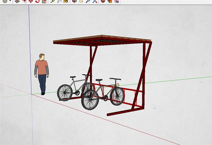 自行车停放棚设计su模型(1)