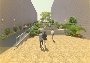 室外环境设计景观通道台阶设计效果图PSD成套