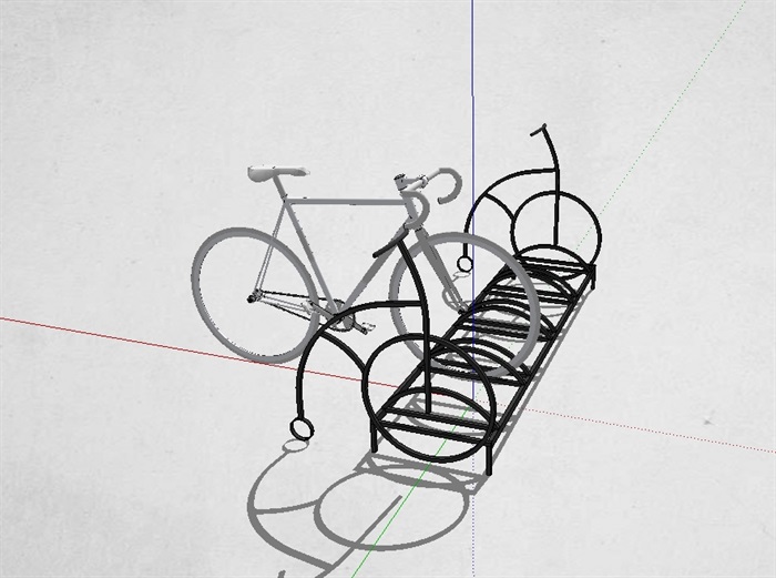现代自行车停放架su模型(3)