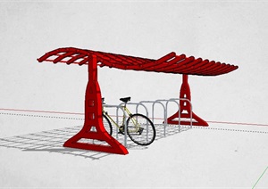 自行车详细廊架设计SU(草图大师)模型