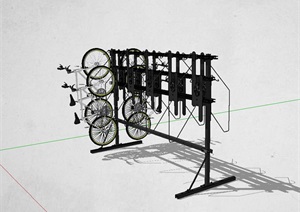 自行车停放详细架子设计SU(草图大师)模型