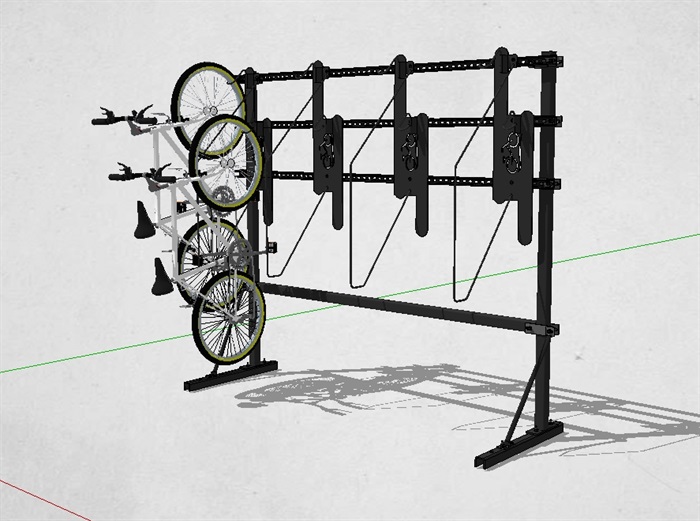 某现代自行车停放架su模型(1)
