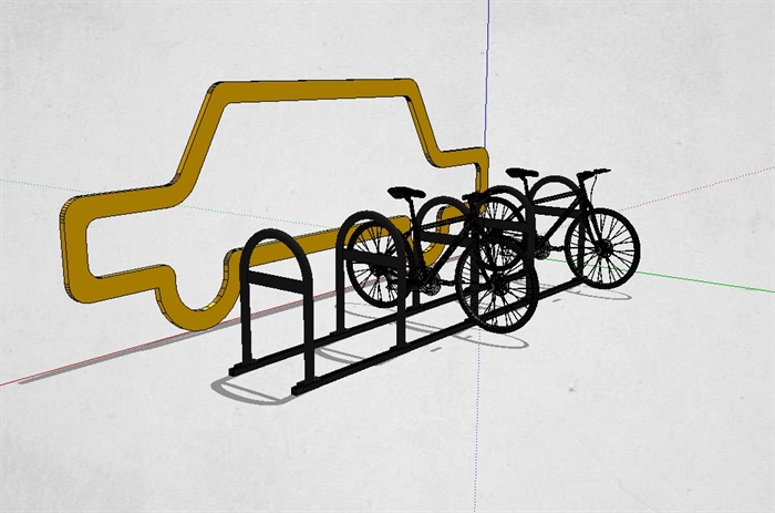自行车停放架su模型(1)