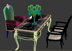 欧式风格书桌椅设计max模型