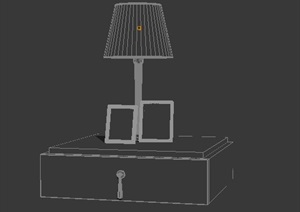 现代矮床头柜及台灯3d模型
