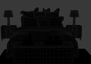 床及床头柜组合3dmax模型
