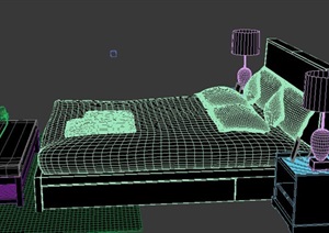简约床及床头柜设计3dmax模型