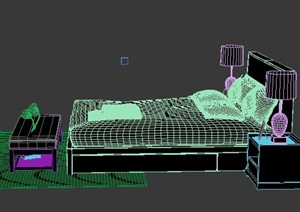 现代床及床头柜设计3d模型