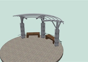 铁质弧形廊架设计SU(草图大师)模型