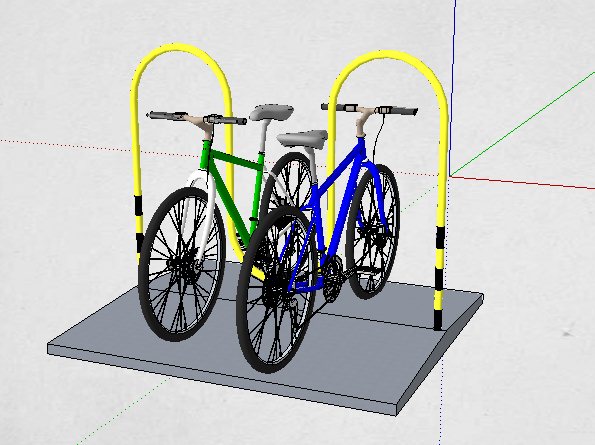 黄色波浪形自行车架su模型(3)