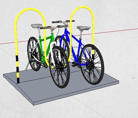 黄色波浪形自行车架su模型(2)