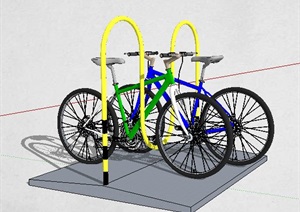 黄色波浪形自行车架SU(草图大师)模型