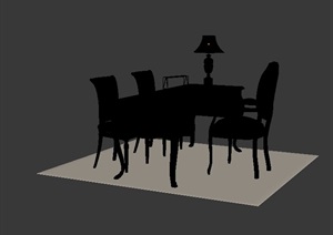 欧式风格详细餐桌椅3d模型
