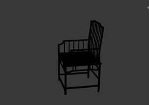 木质单椅设计3d模型