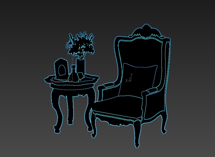 某欧式经典完整的沙发椅组合3d模型(1)