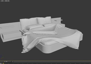现代详细完整的双人床设计3d模型