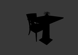 现代单人餐桌椅设计3d模型