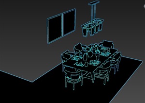 中式风格餐桌椅组合设计3d模型