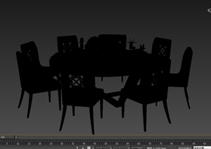 某室内八人餐桌椅组合设计3d模型