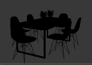 现代详细室内餐桌椅设计3d模型