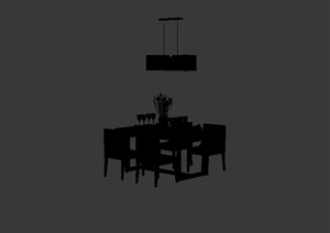 室内餐厅餐桌椅组合设计3d模型