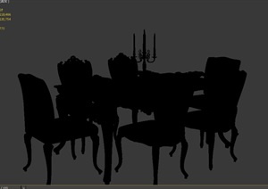 欧式详细完整的餐桌椅设计3d模型