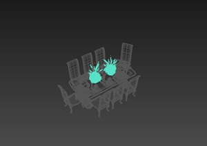 现代详细的餐桌椅素材设计3d模型