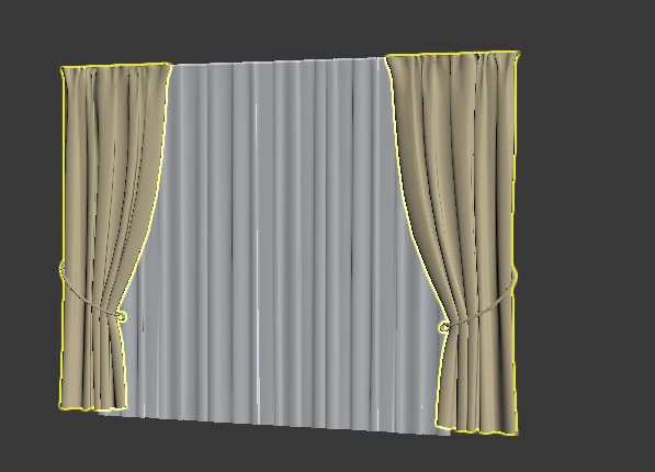 现代落地窗帘设计3dmax模型(2)