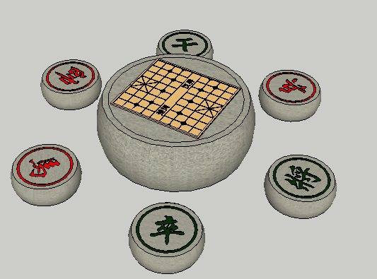 象棋石桌凳su模型(1)