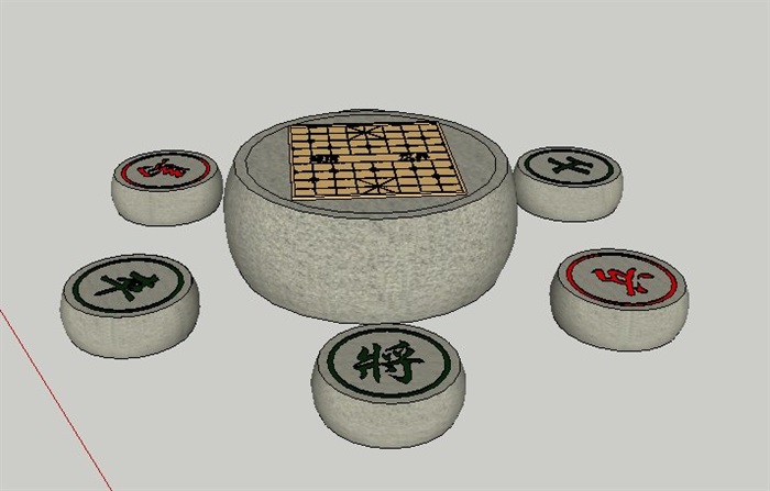 象棋石桌凳su模型(2)